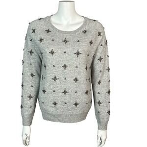 C by Bloomingdale's Cashmere Sweater Women's Large Beaded Starburst Embellished